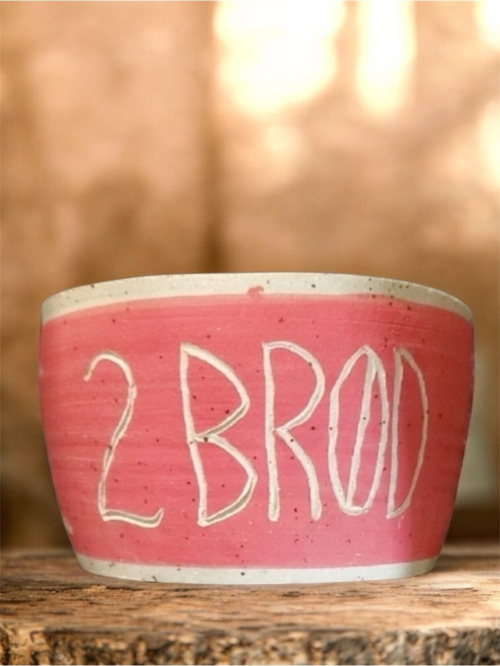 Pottery Handmade Art Bowl Norweigian Bread Instruction ? Red And Cream